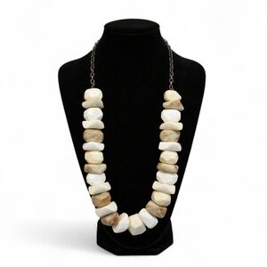 Earthy Boho Statement Necklace | Chunky Stone Look Beads | Organic Neutral Tones